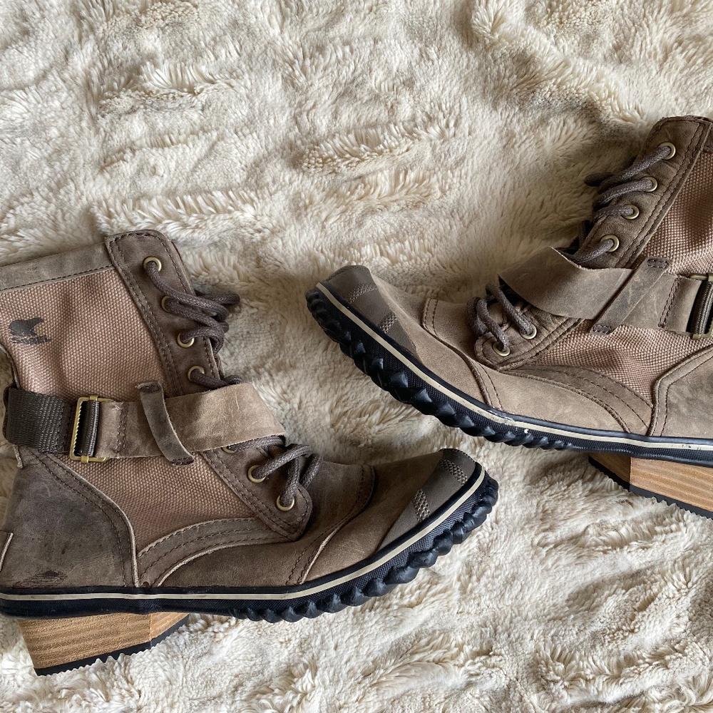 Sorel Women’s Slimboot Mid-calf: Brown, Buckle Waterproof (NL2154-24), US size 9